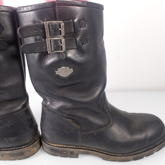 Vtg Harley Davidson Mens Size 11.5 Engineer Motorcycle Black Leather Boots 98000 main image 9